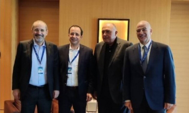 Συνάντηση Δένδια με τους ΥΠΕΞ Κύπρου - Αιγύπτου και Ιορδανίας - Τι συζήτησαν