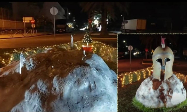 Σπάρτη: Έκλεψαν περικεφαλαία από την είσοδο της πόλης - Επικήρυξε του δράστες ο δήμαρχος