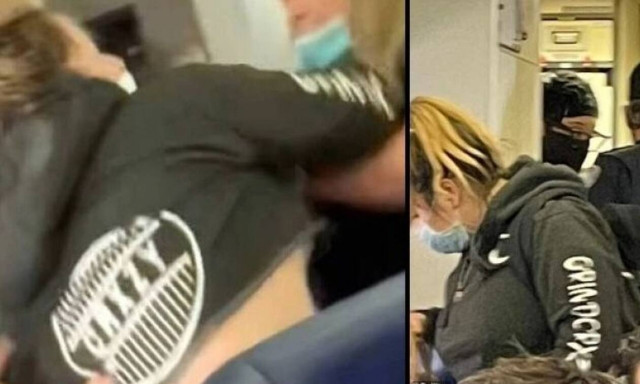 Άγριος καυγάς σε αεροπλάνο για τη μάσκα (video)