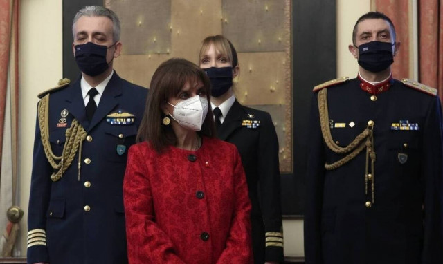 Greek president attends church service, visits presidential guard