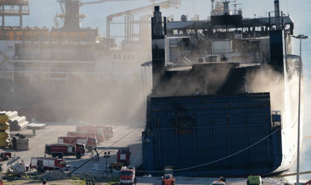 'Euroferry Olympia' firefighting operation continuing on Tuesday