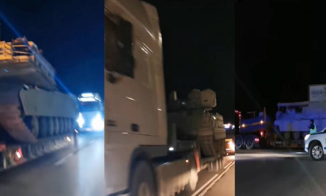 Νταλίκες με αμερικανικά άρματα μάχης κατευθύνονται στον Έβρο