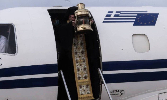 Holy Fire arriving from Jerusalem on Aegean Airlines flight on Saturday