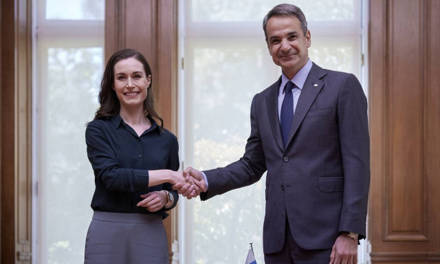 Ο Κυριάκος Μητσοτάκης με τη Φινλανδή ομόλογό του