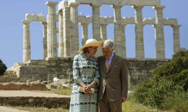 Belgian royal couple visit Sounion & Thorikos