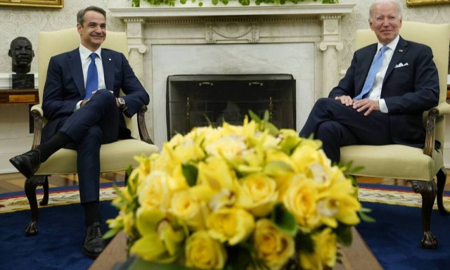 Greek Prime Minister Mitsotakis meets with US President Biden at the White House