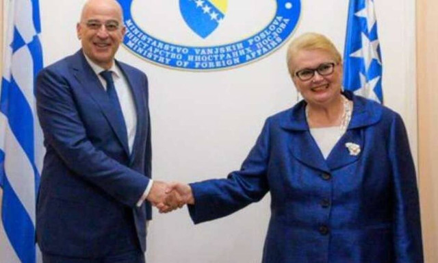 FM Dendias meets Bosnia-Herzegovina counterpart Bisera Turkovic in Sarajevo