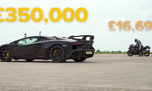 Δείτε κόντρα μεταξύ Lamborghini Aventador SVJ και Suzuki Hayabusa