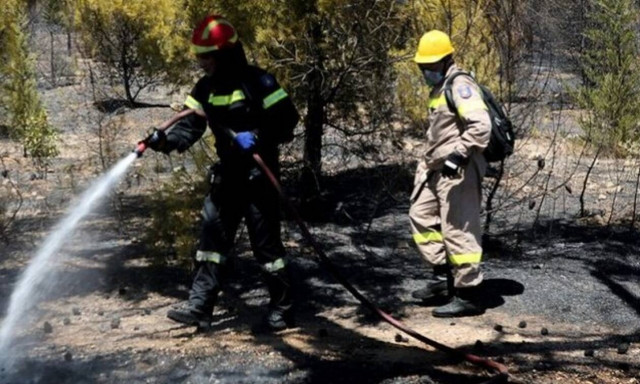 Φωτιά καίει ξερά χόρτα στο Καλέντζι Κορινθίας