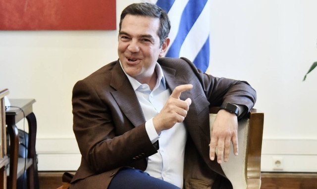 Alexis Tsipras in northern Evia on Thursday