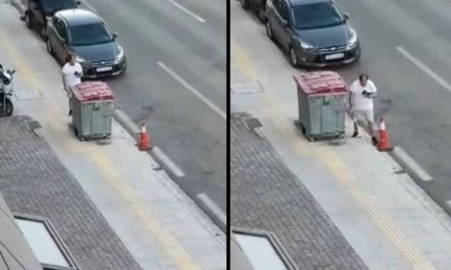 Βίντεο ντροπή στην Πάτρα: Έβαλαν κάδο μπροστά από διάβαση τυφλών (vid)