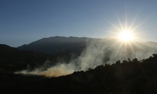 Eναέρια μέσα επιχειρούν στο μέτωπο της φωτιάς στην Καλλιθέα Πάτρας