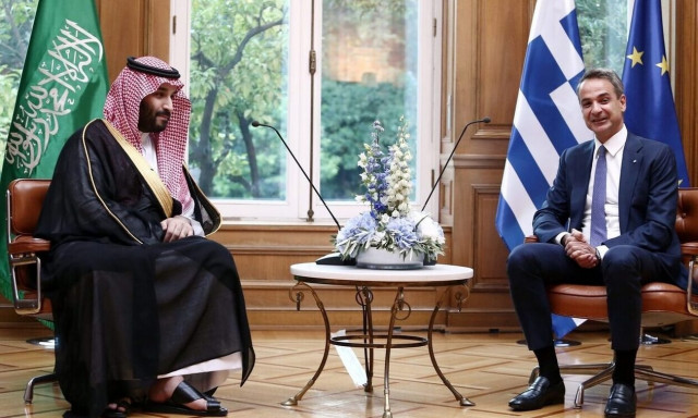 PM Mitsotakis meets with Saudi Crown Prince Mohammed bin Salman at Maximos Mansion