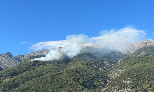 Φωτιά στη Σαμοθράκη σε δύσβατο σημείο