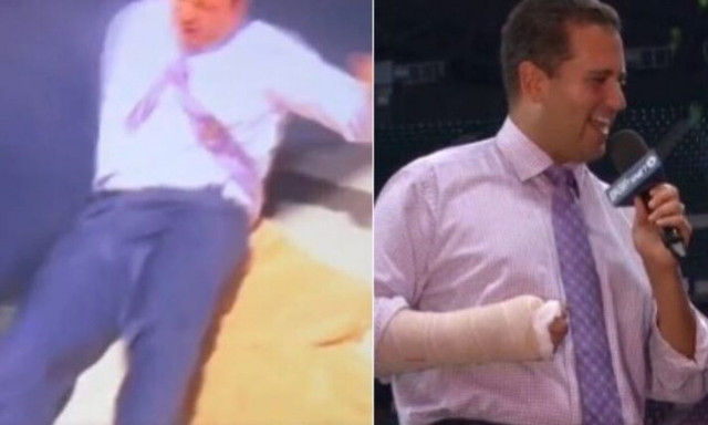 Αμερικανός δημοσιογράφος έκανε τσουλήθρα σε ζωντανή σύνδεση, έσπασε το χέρι του και έξι πλευρά