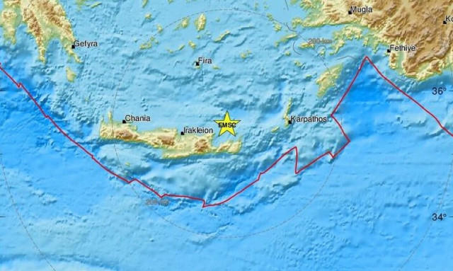 Σεισμός βόρεια του Λασιθίου - Κοντά στη Σητεία το επίκεντρο (pics)