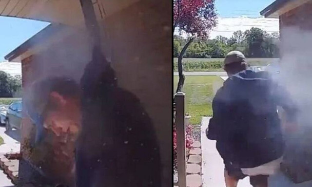 Η στιγμή που πατέρας πυροβολεί τον πρώην σύντροφο της κόρης του που πήγε να εισβάλει σπίτι