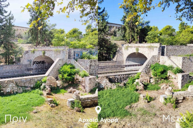 Επιχείρηση αντι-γκράφιτι στην Αρχαία Αγορά - Αποκαταστάθηκαν οι βανδαλισμοί