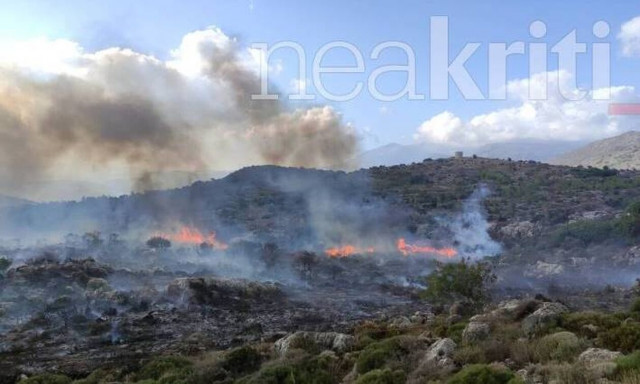Φωτιά σε εξέλιξη στο Ηράκλειο - Ισχυρή κινητοποίηση της Πυροσβεστικής