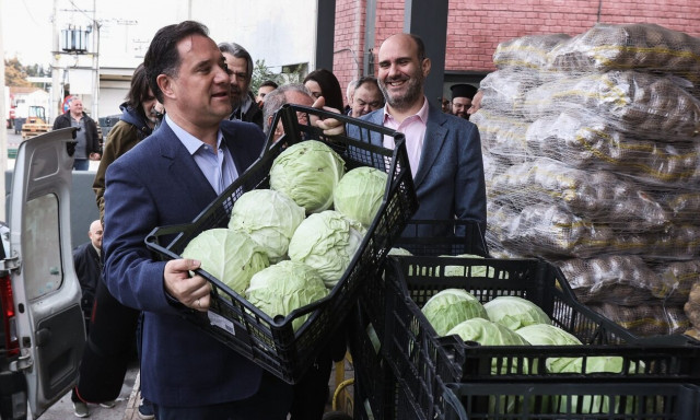 Άδωνις Γεωργιάδης: Κουβάλησε τελάρα με λαχανικά στου Ρέντη