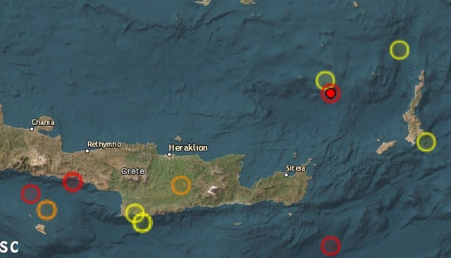 Σεισμός 4,1 Ρίχτερ σε θαλάσσια περιοχή βόρεια του Ηρακλείου