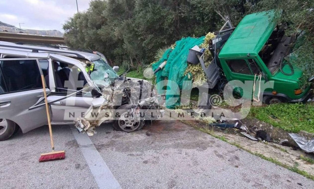 Σφοδρό τροχαίο στο Λασίθι – Μετωπική σύγκρουση φορτηγού με τζιπ