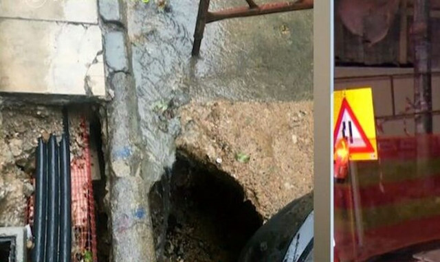 Εξάρχεια: Άνοιξε τρύπα στον δρόμο λόγω της κακοκαιρίας και γυναίκα έπεσε μέσα