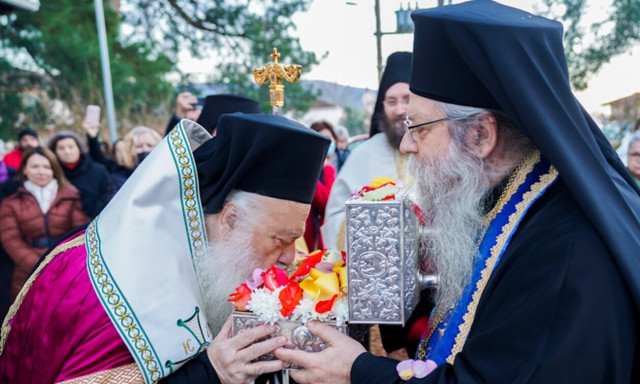 Υποδοχή της Τιμίας Κάρας του Οσίου Δαβίδ στην Άμμο Βεροίας