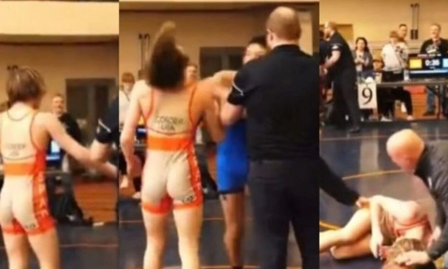 Νεαρός παλαιστής ηττήθηκε σε σχολικό αγώνα - Τη στιγμή της χειραψίας χτύπησε τον αντίπαλό του