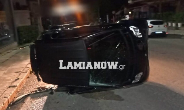 Λαμία: Τροχαίο σε κεντρικό δρόμο – Αυτοκίνητο έφερε τούμπες