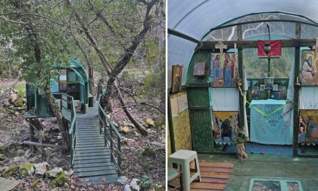 Το αυτοσχέδιο παρεκκλήσι μέσα στη φύση που… κεντρίζει τα βλέμματα των περιπατητών