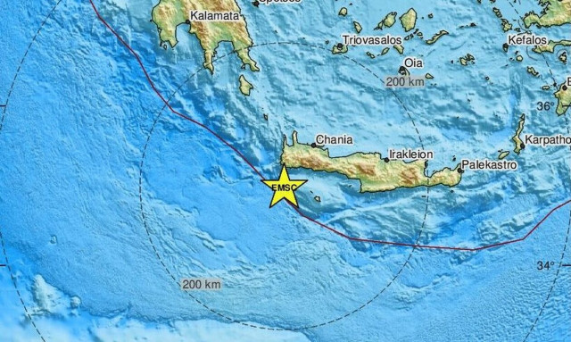 Σεισμός νοτιοδυτικά των Χανίων – Κοντά στην Παλαιόχωρα το επίκεντρο