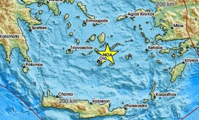 Σεισμός 4,2 Ρίχτερ ανάμεσα σε Σαντορίνη και Αμοργό