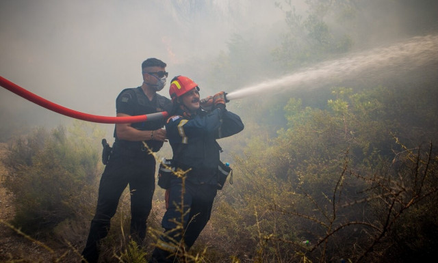 Υπό μερικό έλεγχο η πυρκαγιά στην Τανάγρα Βοιωτίας