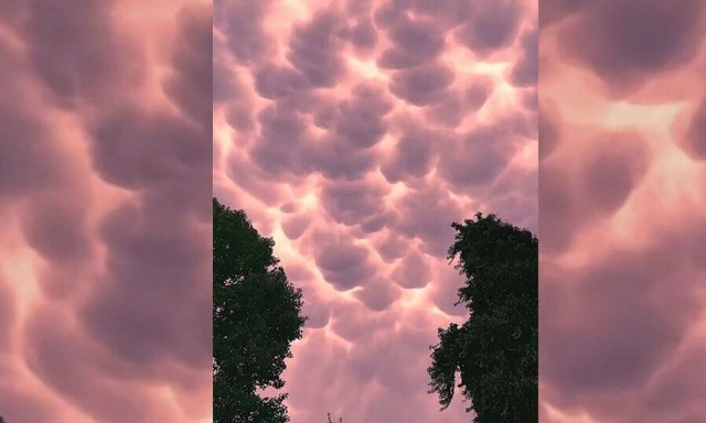 Το υπερθέαμα των μοβ σύννεφων mammatus