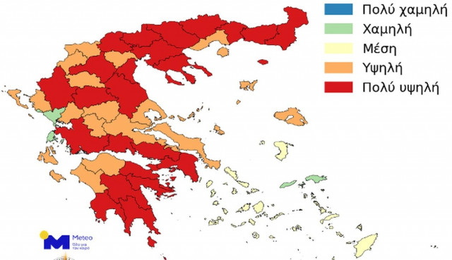 Προειδοποίηση από το meteo.gr: Μεγάλος κίνδυνος πυρκαγιών με καιρό τύπου Hot-Dry-Windy