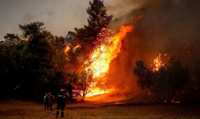 Φωτιά στα Τρίκαλα: Τραυματίστηκε πυροσβέστης στην πλαγιά του Μαυροπουλίου