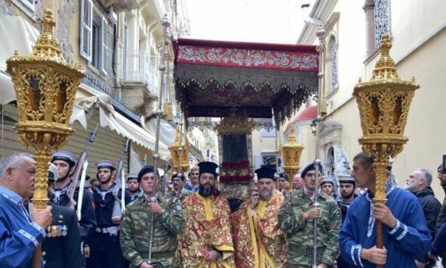 Λιτανεία σκηνώματος Αγίου Σπυρίδωνος για το θαύμα του στην Κέρκυρα