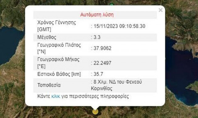 Σεισμός τώρα στην Κόρινθο