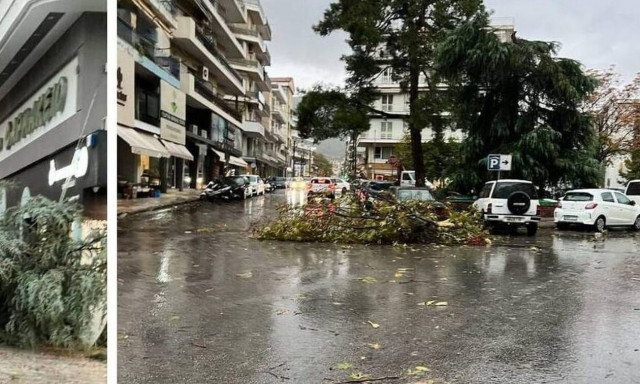 Ανεμοστρόβιλος σάρωσε στου Ζωγράφου - Έπεσε κολώνα