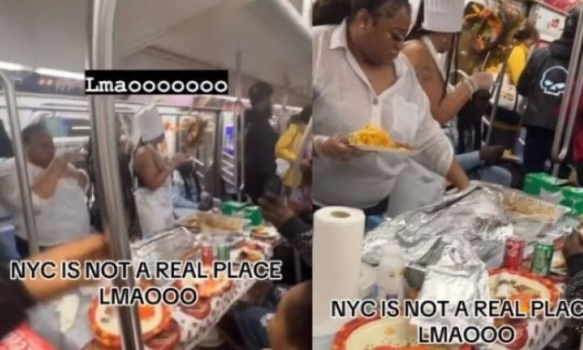 Απίστευτες εικόνες στο μετρό της Νέας Υόρκης: Έστησαν τραπέζι και άρχισαν να τρώνε (vid)