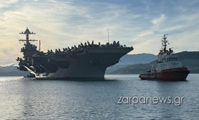 Έδεσε στη Σούδα το γιγαντιαίο αεροπλανοφόρο των ΗΠΑ  Gerald Ford