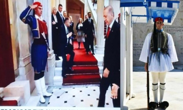 Ο παλίκαρος Εύζωνας από τα Ανώγεια που υποδέχθηκε τον Ερντογάν!