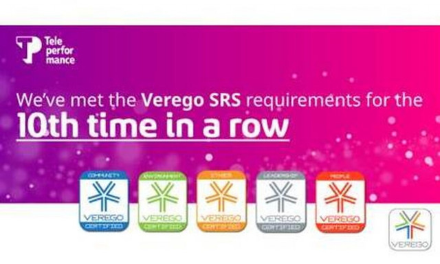 Teleperformance: Για 10η συνεχή χρονιά πιστοποίηση εταιρικής κοινωνικής ευθύνης από την Verego