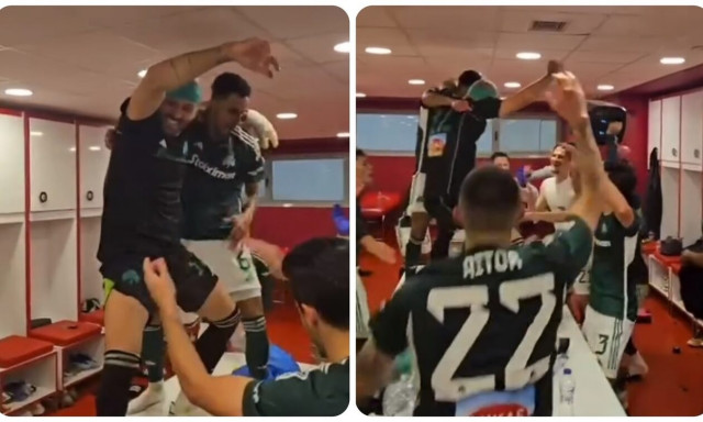 Ολυμπιακός - Παναθηναϊκός: «Πάρτι» στα αποδυτήρια του Καραϊσκάκη με χορό Λοντίγκιν (video)