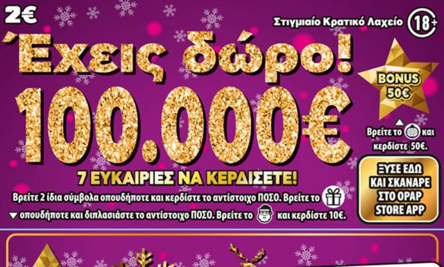 Το δώρο ζωής από κατάστημα ΟΠΑΠ στη Νίκαια – Κέρδισε 100.000 ευρώ στο ΣΚΡΑΤΣ «ΕΧΕΙΣ ΔΩΡΟ 100.000€»