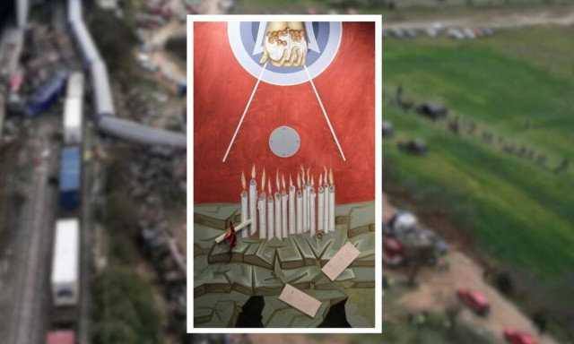 «Ταξίδι στο φως»: Ο πίνακας των φοιτητών του ΑΠΘ για τα θύματα της τραγωδίας των Τεμπών