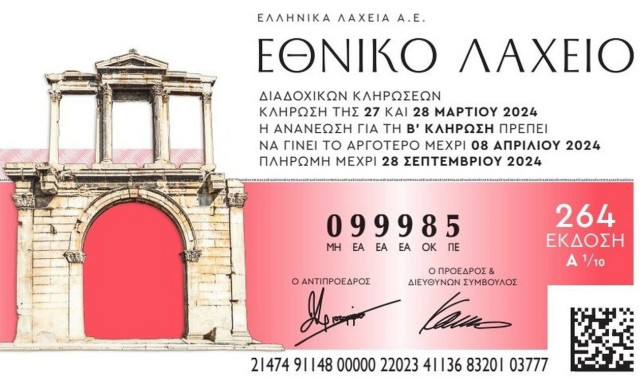 Εθνικό Λαχείο: Στις 27 Μαρτίου η πρώτη κλήρωση της 264ης έκδοσης