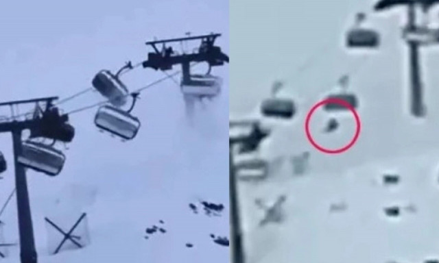 Σκηνές τρόμου για τουρίστες: Σκιέρ έπεσε στο κενό εξαιτίας θυελλωδών ανέμων