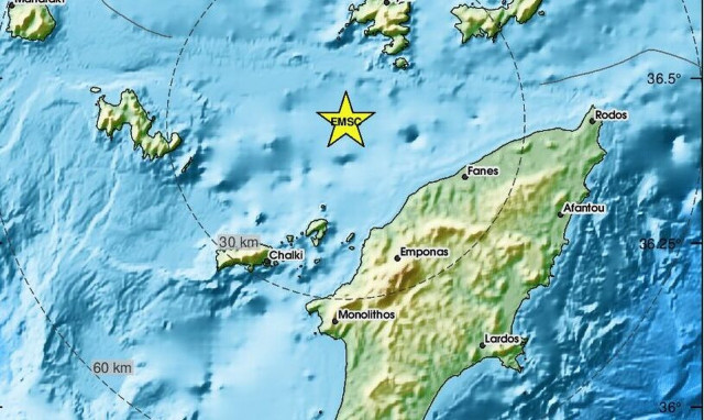 Σεισμός 4,3 Ρίχτερ ανοιχτά της Ρόδου